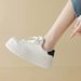 Cameido Women's Lightweight Thick - Soled Biscuit - Style White Sneakers: Casual, Versatile Thick - Soled Skate Shoes_voghion.com