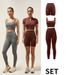 Women's Clothing Yoga Clothes Beautiful Back Bra Zipper High Collar Vest Long Sleeve Short Sleeve Fitness Sports Pants Six Piece Suit For Women_voghion.com