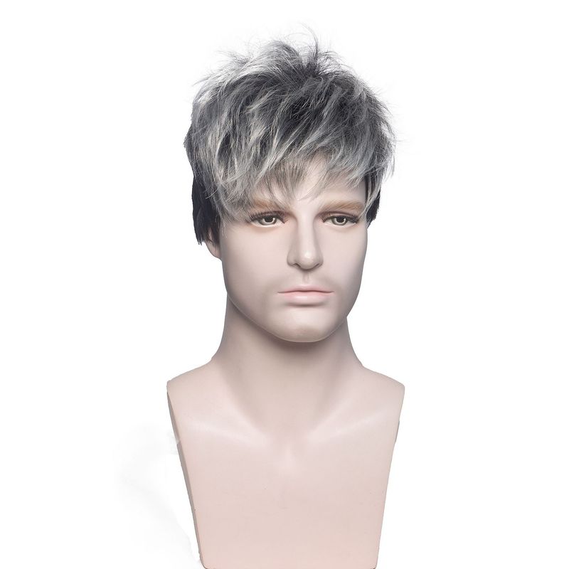 Wigs Xuchang European and American men's wigs gradient color short chemical fiber men's wigs wigs wholesale_voghion.com