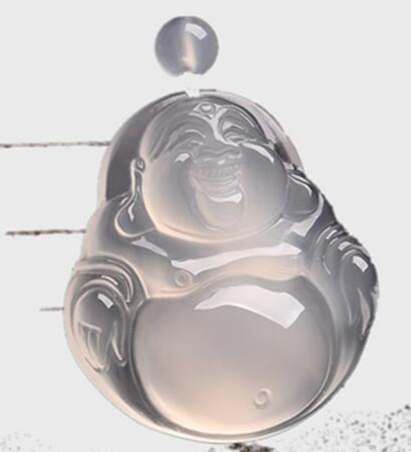 Obesek iz belega žada, Buda Guanyin, obesek iz ahata in žada, žad in artefakti iz žada_voghion.com