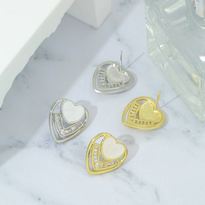 Nuevos pendientes minimalistas y modernos en forma de corazón con incrustaciones de circonitas, pendientes modernos y versátiles para citas diarias, con pendientes románticos._voghion.com