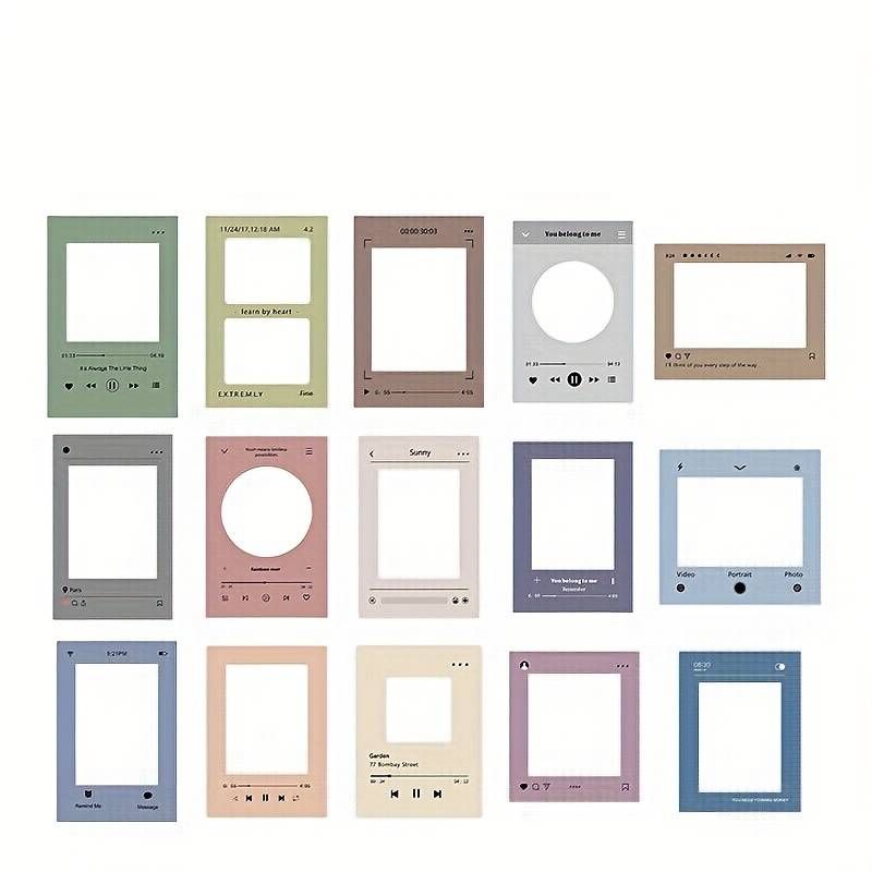 Pacote com 15 adesivos decorativos de borda retrô, feitos de material PET, com vários designs de padrões, adequados para decoração básica de contabilidade "faça você mesmo"_voghion.com
