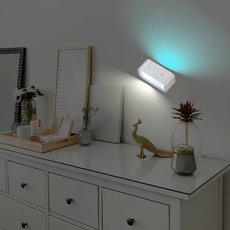 3.94Inch Touch Switch Wall Light, Double-sided Rectangle White Case RGB Wireless Rechargeable Under Cabinet Light (Set Of 1)_voghion.com