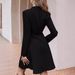Elegant Women's Blazer Jacket - Slim Fit Mid-Length Office Coat With Notched Lapel, Double Breasted Button Closure, Long Sleeve, Polyester Blend_voghion.com