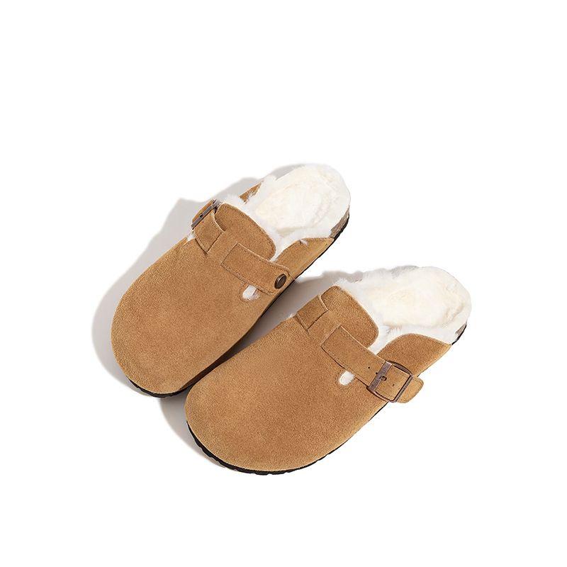 Grape Mom Studiolee Genuine Leather Thick Bottom Baotou Half Women's Spring Outerwear Boken Shoes Slippers_voghion.com