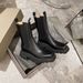 New Autumn New British Style Platform Thick Sole New Mid-Calf Square Toe Chunky Heel Slip-On Martin Boots_voghion.com