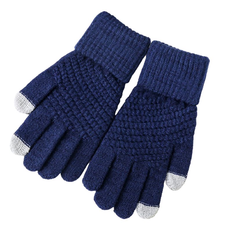 Zhuoxinder 1 Pair Ziemas Vīrieši Sievietes Adīšana Skārienekrāns Neslīdoši Cimdi Siltāki Cimdi - Melni_voghion.com