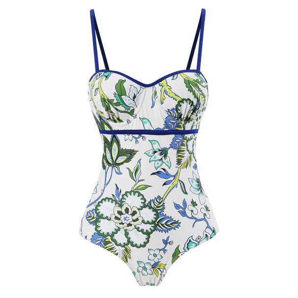 Abbigliamento da donna Costume intero Costume da bagno aderente retrò stampato da donna Gonna lunga in chiffon con supporto in acciaio Borsa rigida_voghion.com