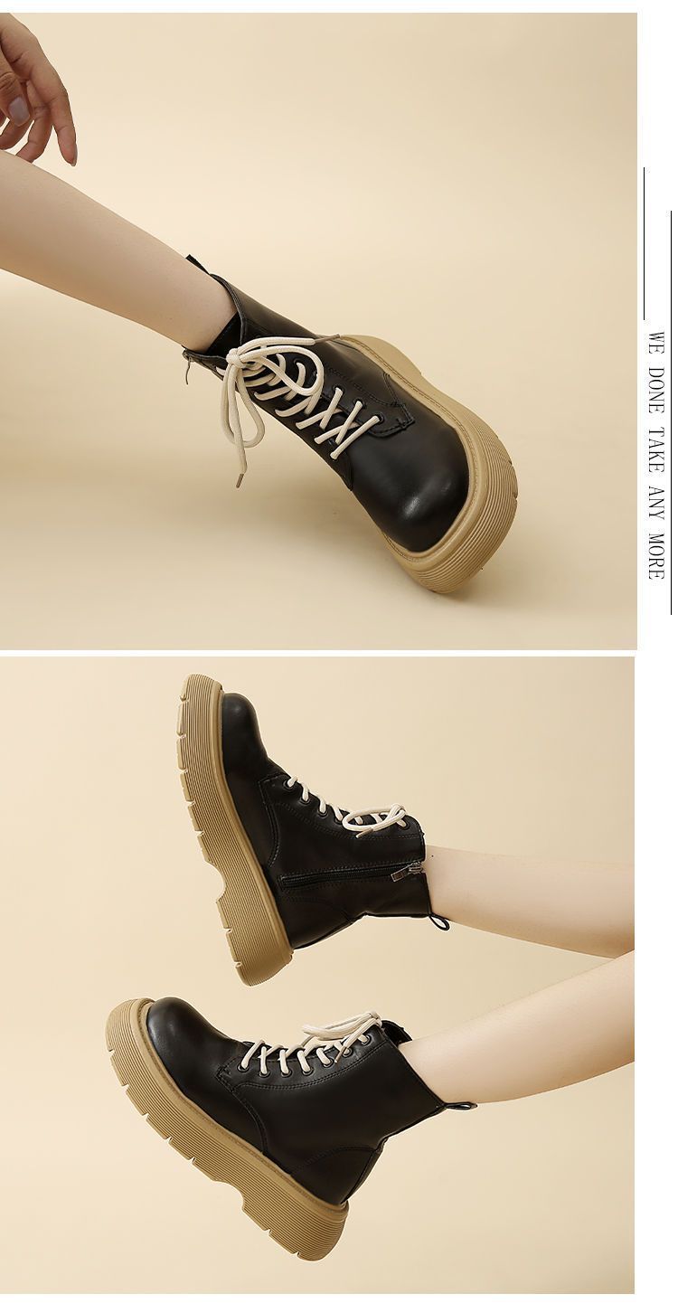 Britischer Stil Martin für Damen Herbst dünne 2023 neue kleine High Heels dicke Sohlen schwarze schlankmachende kurze Stiefel_voghion.com