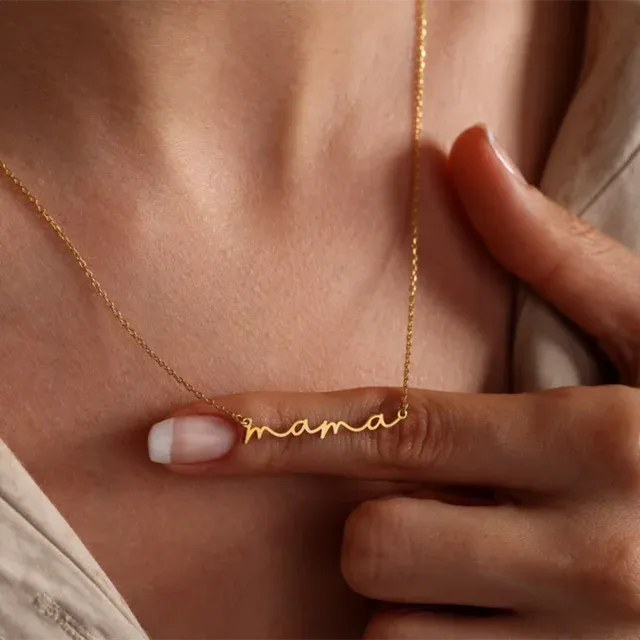 Collana con ciondolo a forma di lettera piccola per la festa della mamma, pronta all'uso, per le donne, 3 colori, con targhetta per la mamma, catena per clavicola, gioielli con iniziali_voghion.com