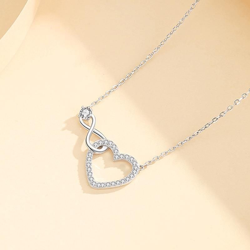 Collana con nodo d'amore semplice per donna, catena per clavicola a forma di cuore, semplice gioiello con ciondolo per San Valentino_voghion.com