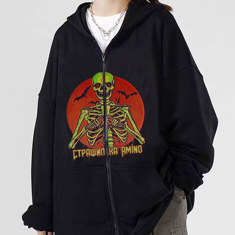 Abbigliamento maschile felpe con cappuccio scheletro scuro felpe con cappuccio gotiche grandi dimensioni felpa con cerniera_voghion.com