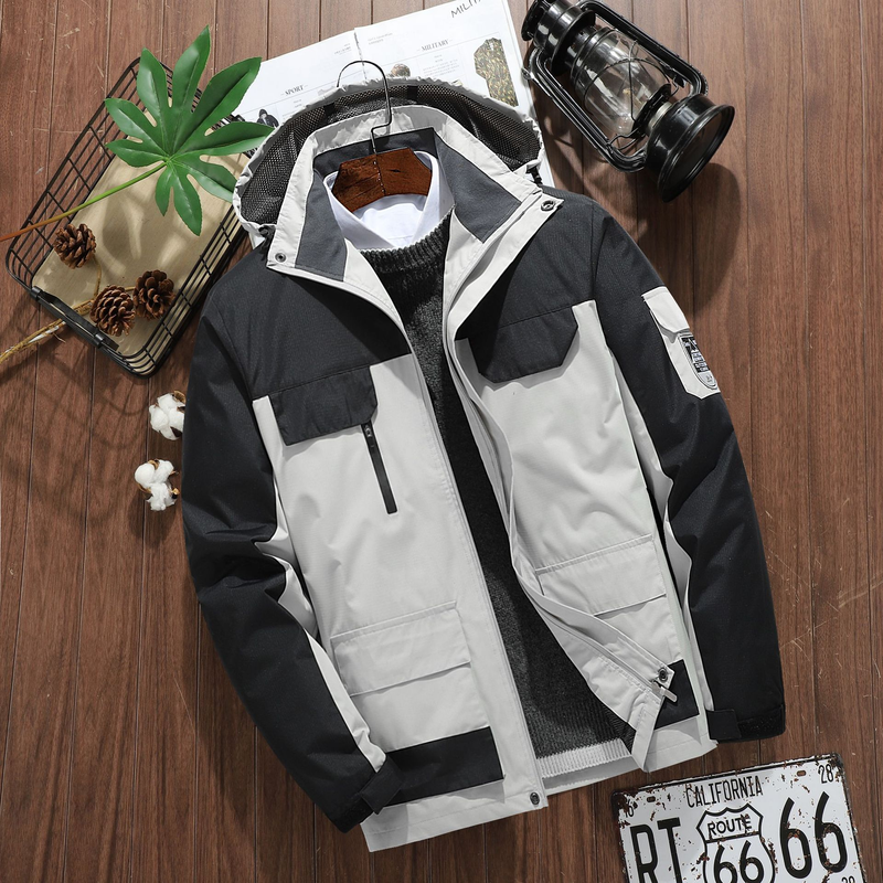Men's Spring And Autumn Thin Hooded Hardshell Men's Single Layer Mountain Jacket Large Size_voghion.com
