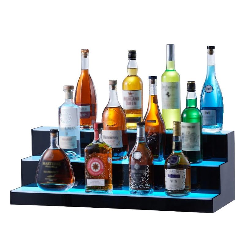 Liquor Display Bottle Bar 30 RF 3-Step LED And Lighted App Control Shelf_voghion.com