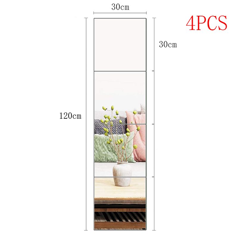 4PCs 3D Self-adhesive Mirror Stickers Flexible Thicken DIY Art Mirrors Acrylic Wall Decorations for Door Wardrobe Bathroom Home_voghion.com