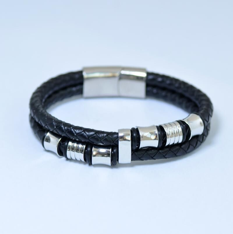 Accessories Titanium Steel Braided Leather Bracelet Stainless Steel Men's Personalized Leather Bracelet Bracelet_voghion.com
