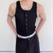 Summer personalized niche tight elastic vest for men, trendy solid color buckle design, sleeveless camisole_voghion.com