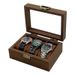 Coffret de présentation vintage en bois à 3 emplacements pour montres - Boîte à montres haut de gamme en noyer, idéale pour le rangement et la présentation de montres de collection._voghion.com