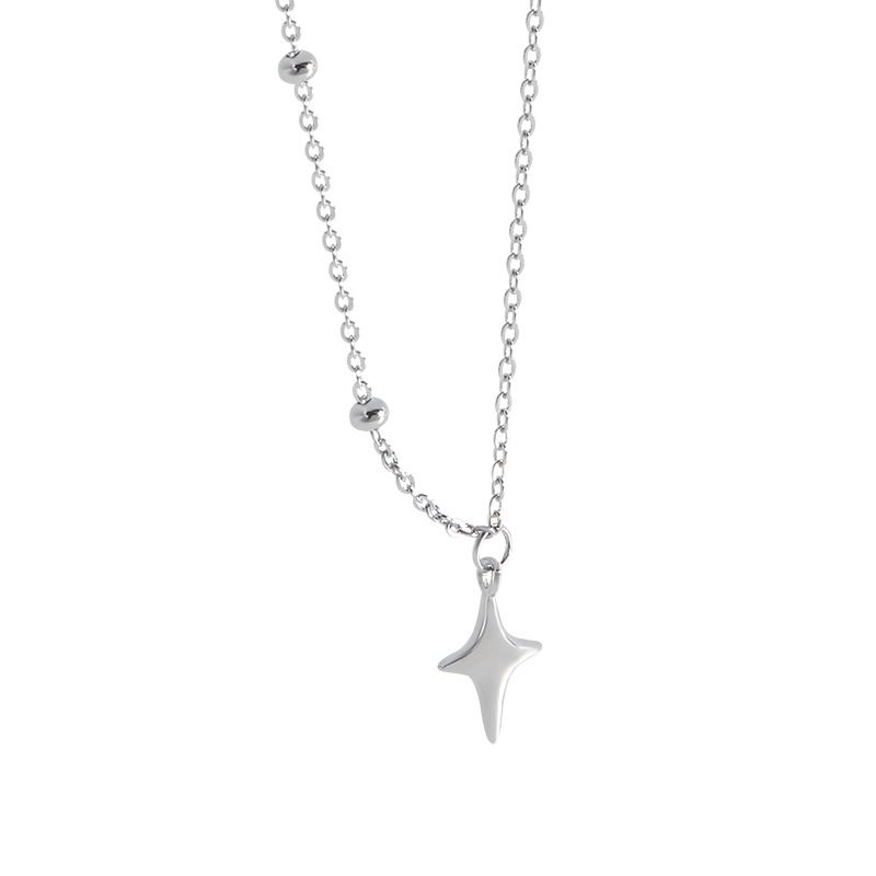 192 Versione coreana INS Stile minimalista Design di nicchia Starburst Corpo asimmetrico S Collana in argento puro da donna Clavicola_voghion.com