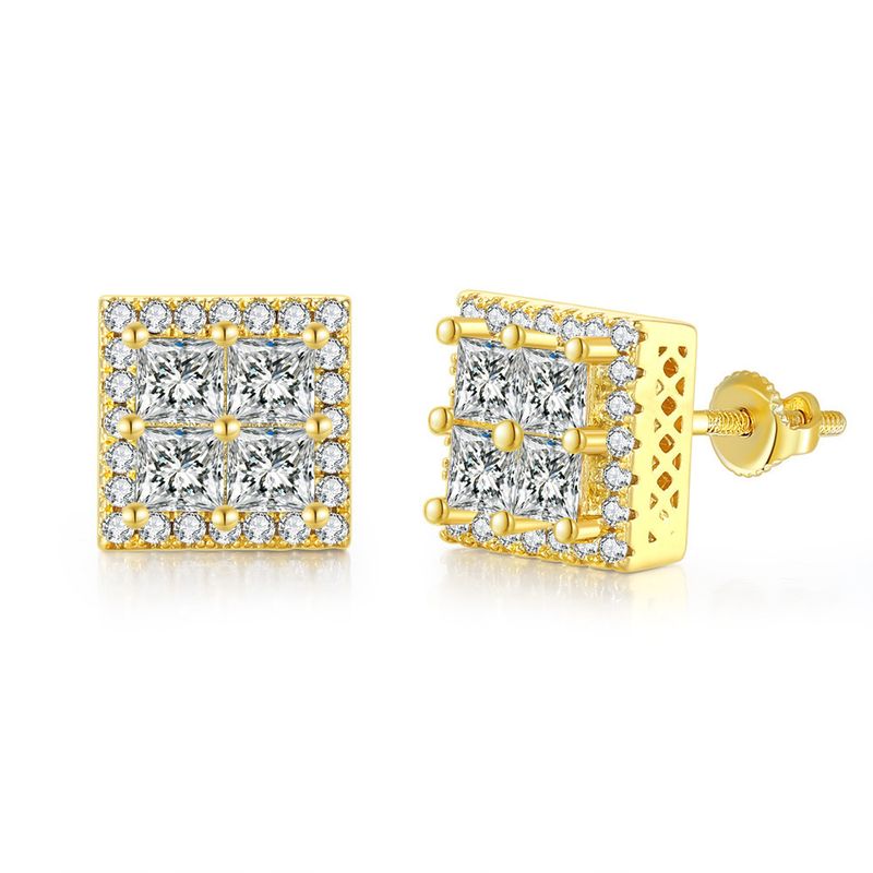 American Style Hip-hop Zircon Earrings For Men, Yellow Diamond, Zircon, Rock Sugar For Men, Hip-hop Trend, High-end Earrings For Women_voghion.com