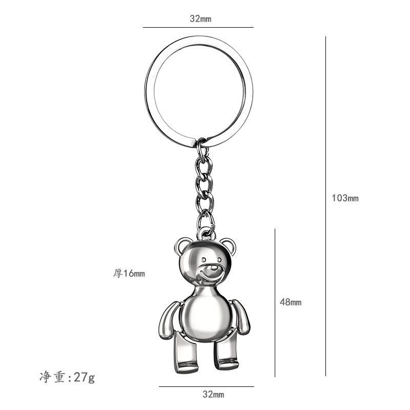 3D Metal Car Hanging Ornament Exquisite Backpack Pendant Bear Keychain_voghion.com