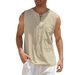 Canottiere da uomo estive senza maniche T-shirt tinta unita camicia ampia casual cotone Eurocode gilet in lino_voghion.com