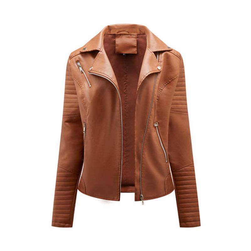 2023 New Fashion Women Faux Leather Jacket Spring Autumn Zipper Casual Pu Coat Female Biker Outerwear Ladies Clothes_voghion.com