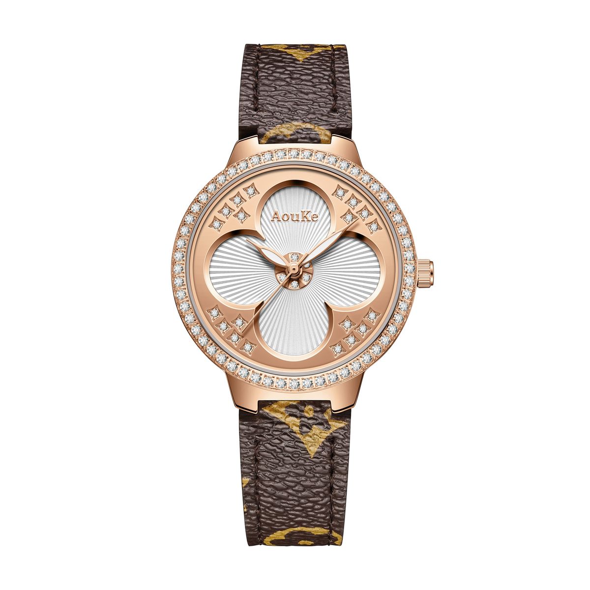 Aoke frauen uhr retro presbyopie vier-leaf clover set mit diamant Britischen uhr business wasserdicht mode uhr außenhandel großhandel_voghion.com