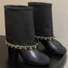 Chain-Detail Women's Boots Fall/Winter 2025 New Round-Toe Chunky Heel Mid-Calf Short Martin Boot_voghion.com