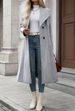 Anspruchsvoller langer Wollmantel für Damen – Slim Fit, zweireihiger Trenchcoat mit Gürtel, minimalistische, lässige Oberbekleidung für Herbst und Winter (Grau, S-XXL)_voghion.com