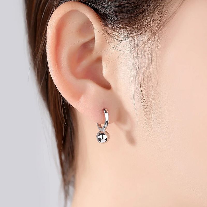Orecchini a clip carini con pallina a cerchio in vero argento sterling per donne e ragazze_voghion.com