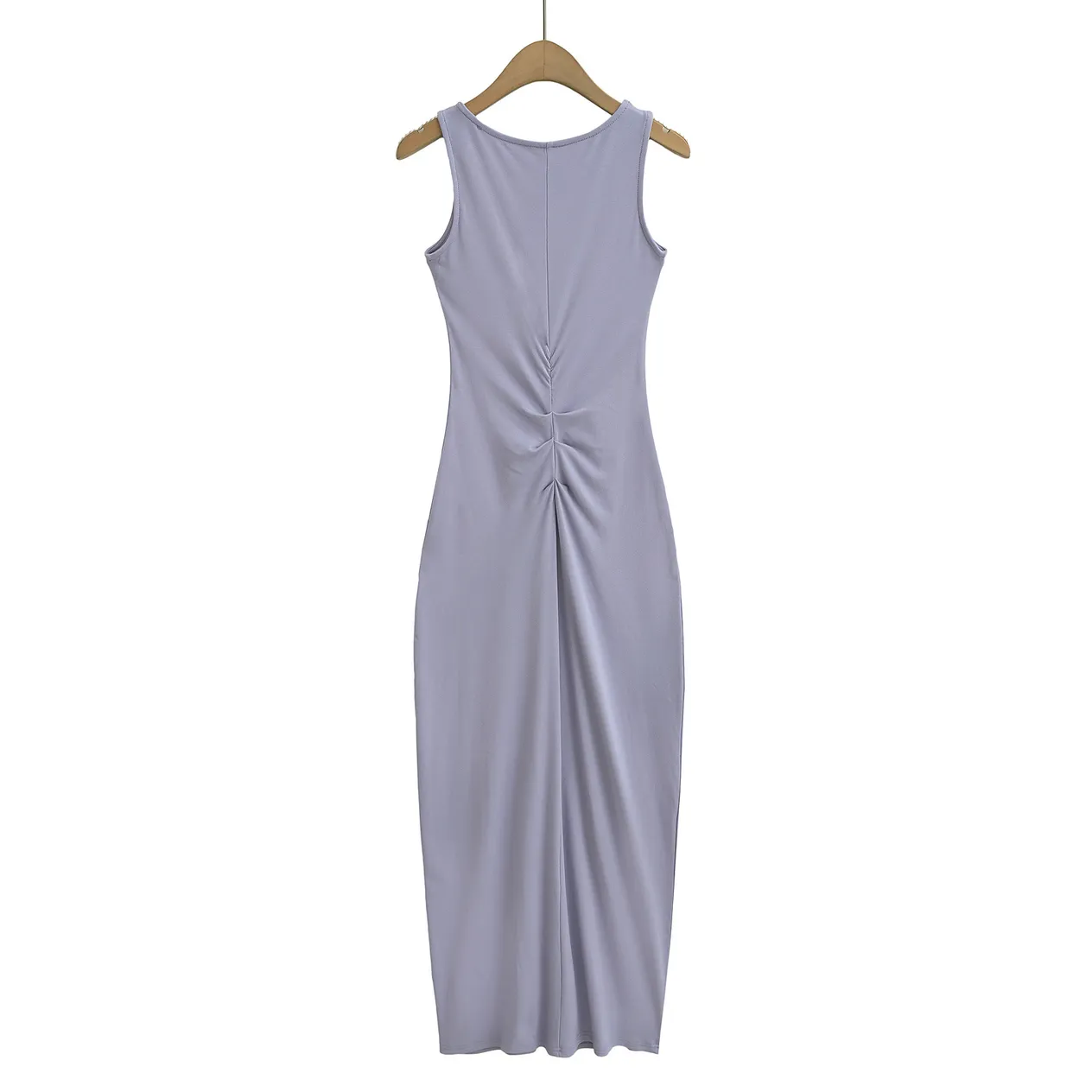 Women’s Clothing Summer New Hot Girl Pleated Round Neck Vest Dress Female Temperament Waist Hip Slim Long Skirt_voghion.com