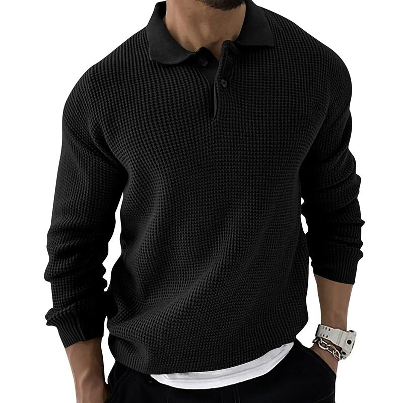 Maglione con risvolto da uomo Maglione in maglia a maniche lunghe slim urbano alla moda autunno nuovo abbigliamento da uomo_voghion.com