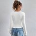 Women's fashion square collar long sleeve T-shirt solid color casual temperament tunic top_voghion.com