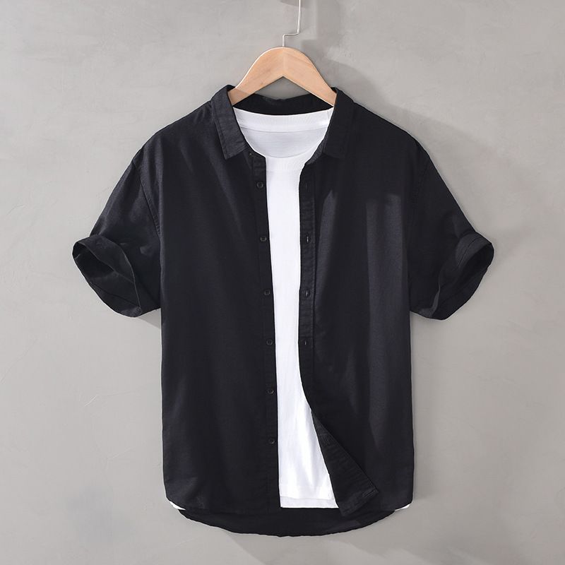 T-shirt d'été à manches courtes en lin pour hommes, haut en coton et lin de style chinois, vêtements_voghion.com
