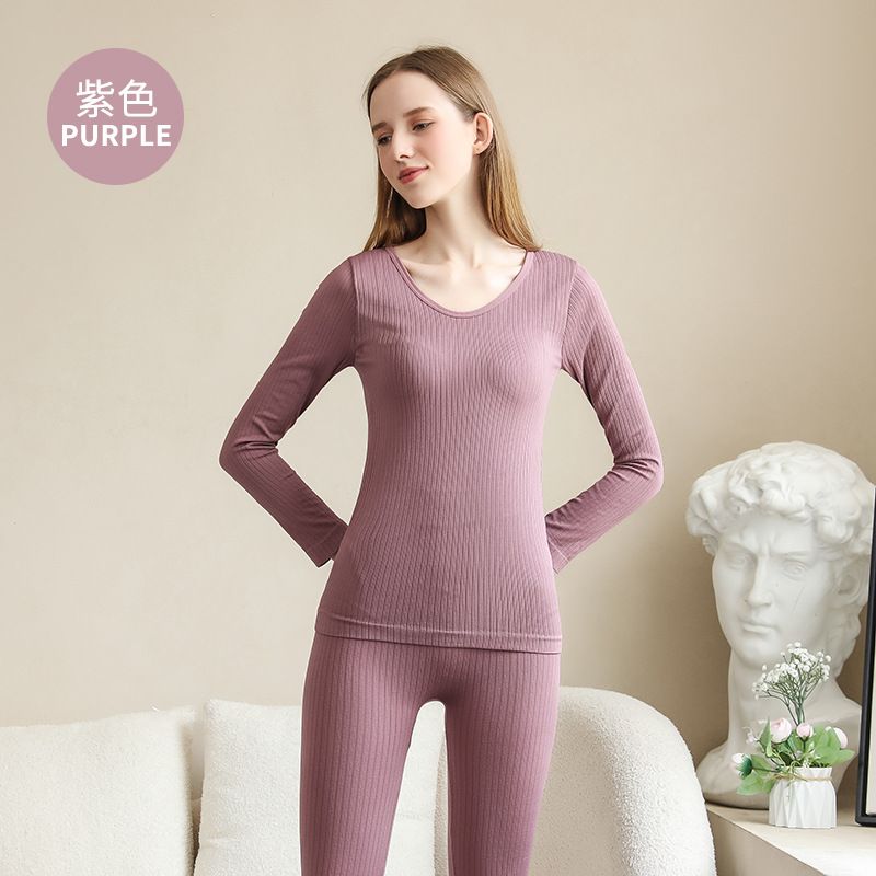 Women's thermal underwear crewneck seamless base long Johns suit_voghion.com