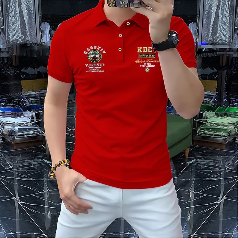 2024Sommer Neues personalisiertes Emblem Herrenkragen Kurzes gehobenes besticktes Poloshirt Halbarm Business Trend_voghion.com