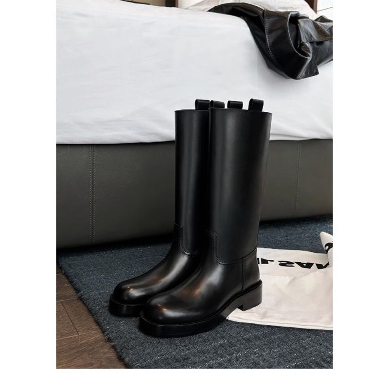 Stivali alti in pelle con punta tonda Stivali da equitazione che aumentano l'altezza 2025 Autunno/Inverno Novità_voghion.com