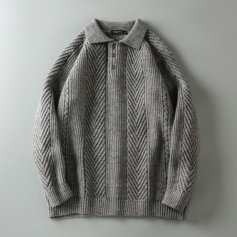 Herrenbekleidung Hemd Revers Pullover Herren Leicht Luxus Business Stil Warm Große Größe_voghion.com