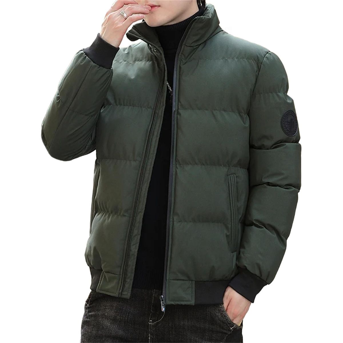 Winterjacke für Herren, dick, lässig, kurz, kältebeständig, Daunen-Baumwollmantel, warm, leicht, einfarbig, Parka_voghion.com