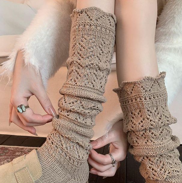 Calcetines de lana nueva con relieve retro para otoño e invierno, calcetines de punto cálidos para mujer, calcetines de lana gruesa, calcetines largos_voghion.com