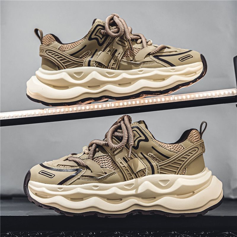 Sommer Mesh Herrenschuhe atmungsaktiv Casual Student Sport Laufschuhe vielseitig koreanische dicke Sohlen Höhe verbessern weiße Papa Schuhe_voghion.com