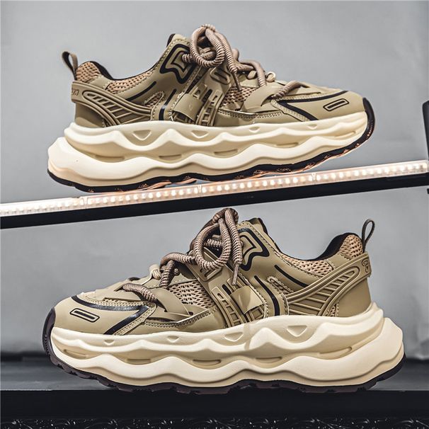 Sommer Mesh Herrenschuhe atmungsaktiv Casual Student Sport Laufschuhe vielseitig koreanische dicke Sohlen Höhe verbessern weiße Papa Schuhe_voghion.com