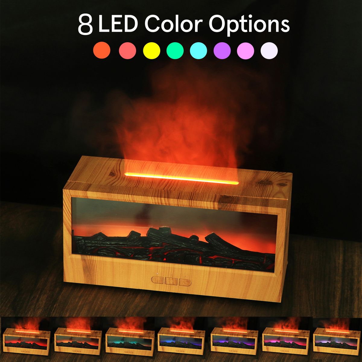 Luftbefeuchter mit Acryl-Kaminoptik und Fernbedienung – 150 ml Ultraschall-Aroma-Diffusor, farbwechselnde LED-Flamme, 5 V USB-Stromversorgung für Zuhause und Büro_voghion.com