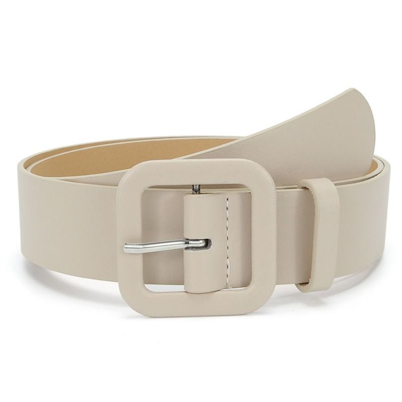 HOT Women Design Candy Color Casual Thin Waist Strap Square Buckle Waistband Trouser Dress Belts Leather Belt_voghion.com