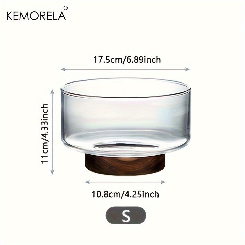 Glass Fruit Bowl Creative Large Salad Bowl Wood Base Snacks Popcorn Nuts Storage Bowls Home Christmas Snack Storage Container_voghion.com