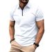 Herenkleding Nieuw Eenvoudig Poloshirt met Korte Mouwen 3D-print Effen Kleur Casual Poloshirt met Ritssluiting_voghion.com