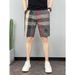 Summer Thin Quick Drying Shorts Men's Trendy Slim Fit Contrast Colored Plaid Casual Capris Versatile Stretch Beach Pants_voghion.com