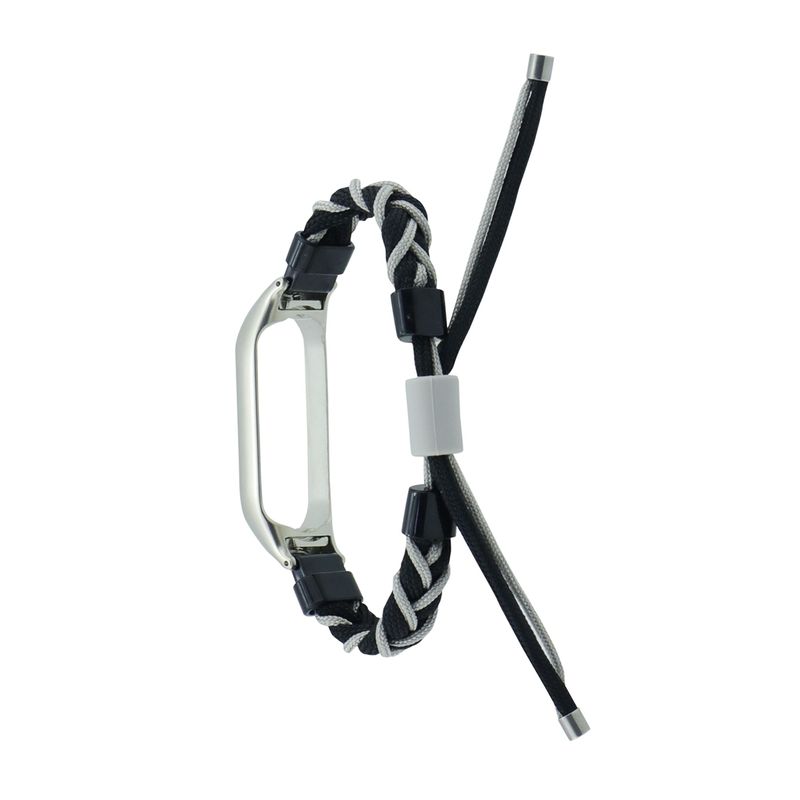 For Xiaomi Mi Band 7 Silicone Bean Braided Cord Nylon Watch Band(Black Grey)_voghion.com