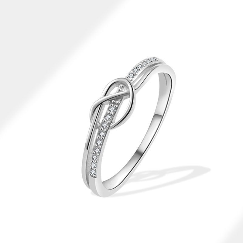 Gioielli e accessori Nuovo anello annodato con fila singola di diamanti per donna, lusso leggero, temperamento di nicchia, anello aperto, anello per dito indice_voghion.com
